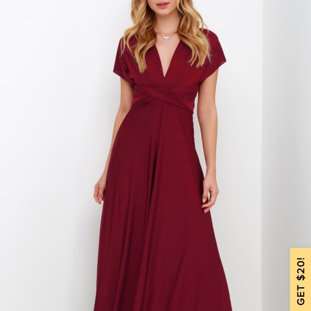 Always Stunning Convertible Burgundy Maxi Dress
